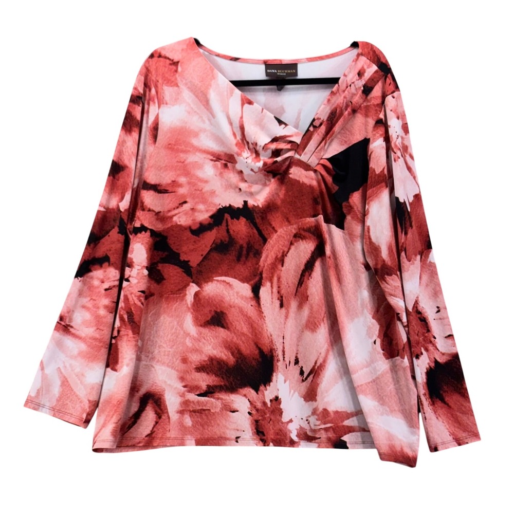Dana Buchman Stretchy Knit Top Red Pink 2x